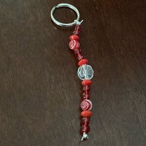 A red beaded keychain